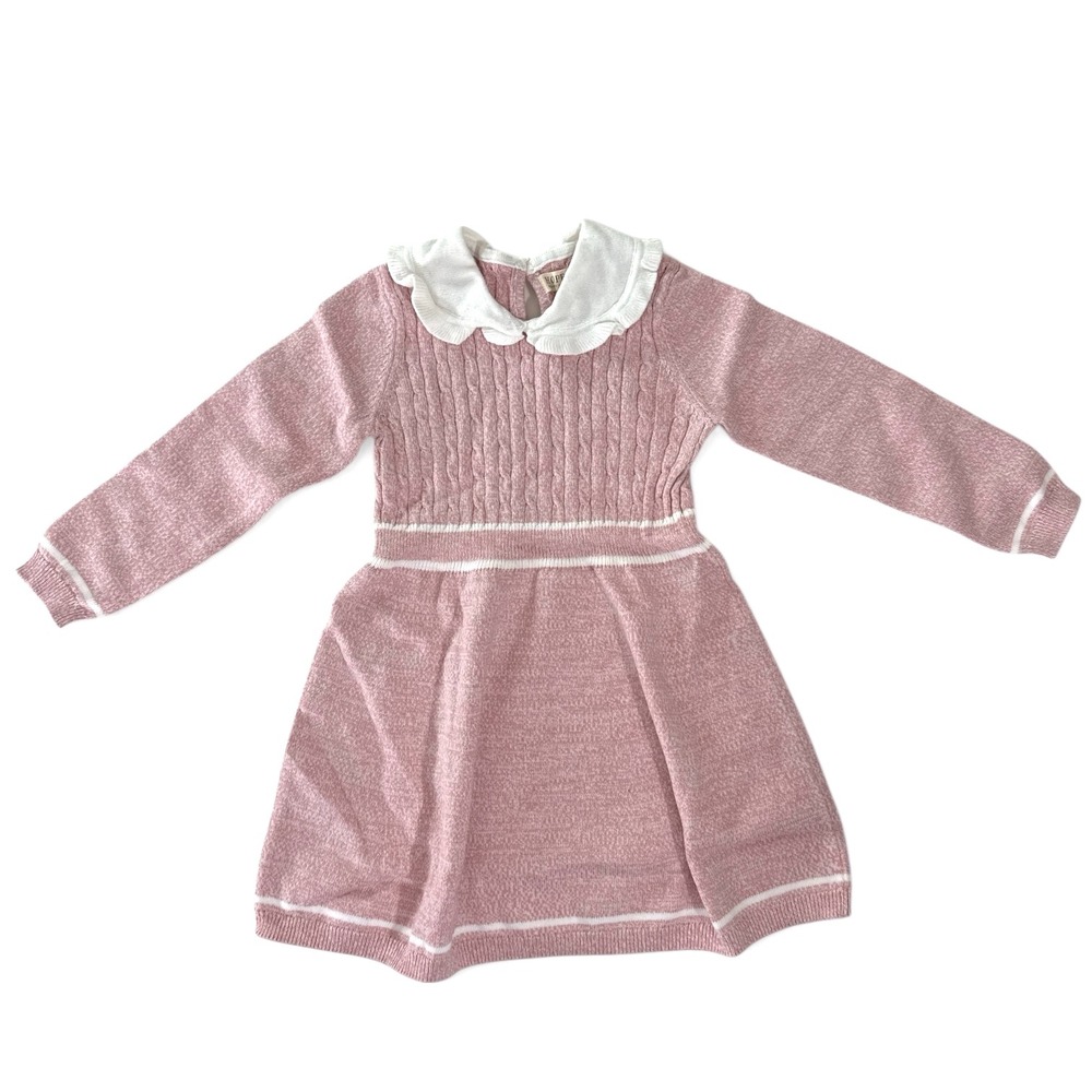 Hope & Henry Girls Pink Organic Cotton Cable Knit Sweater Dress 2T NWT